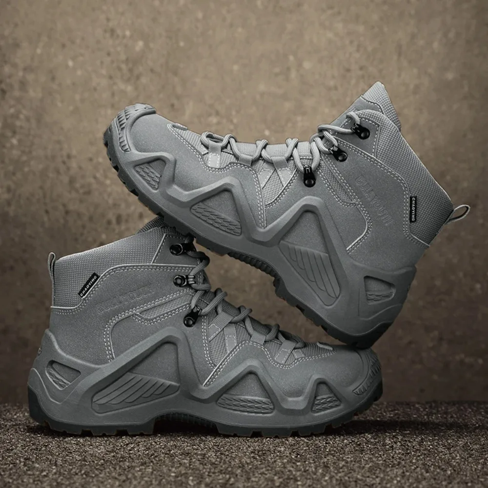 

Men Tactical Boots with Straps for Combat Training Waterproof Straps Outdoor Hiking Breathable Shoes Multifunctional Motorcycle