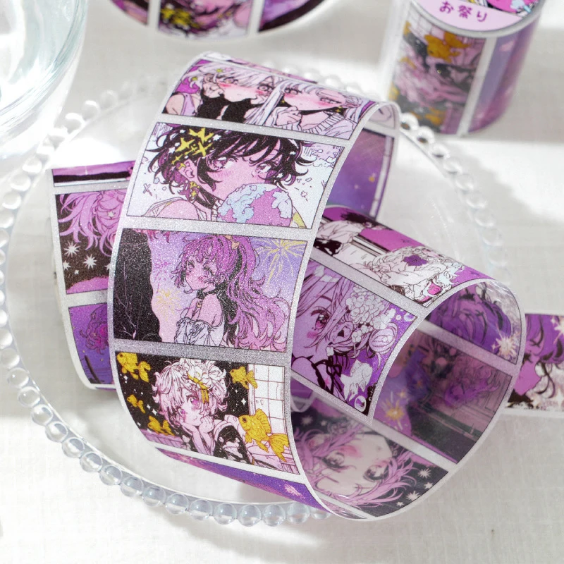 5x200cm Japanese Anime Two-Dimensional Manga-Style Tape Stickers, Vibrant Character Designs for Journal Notebook Decoration tape