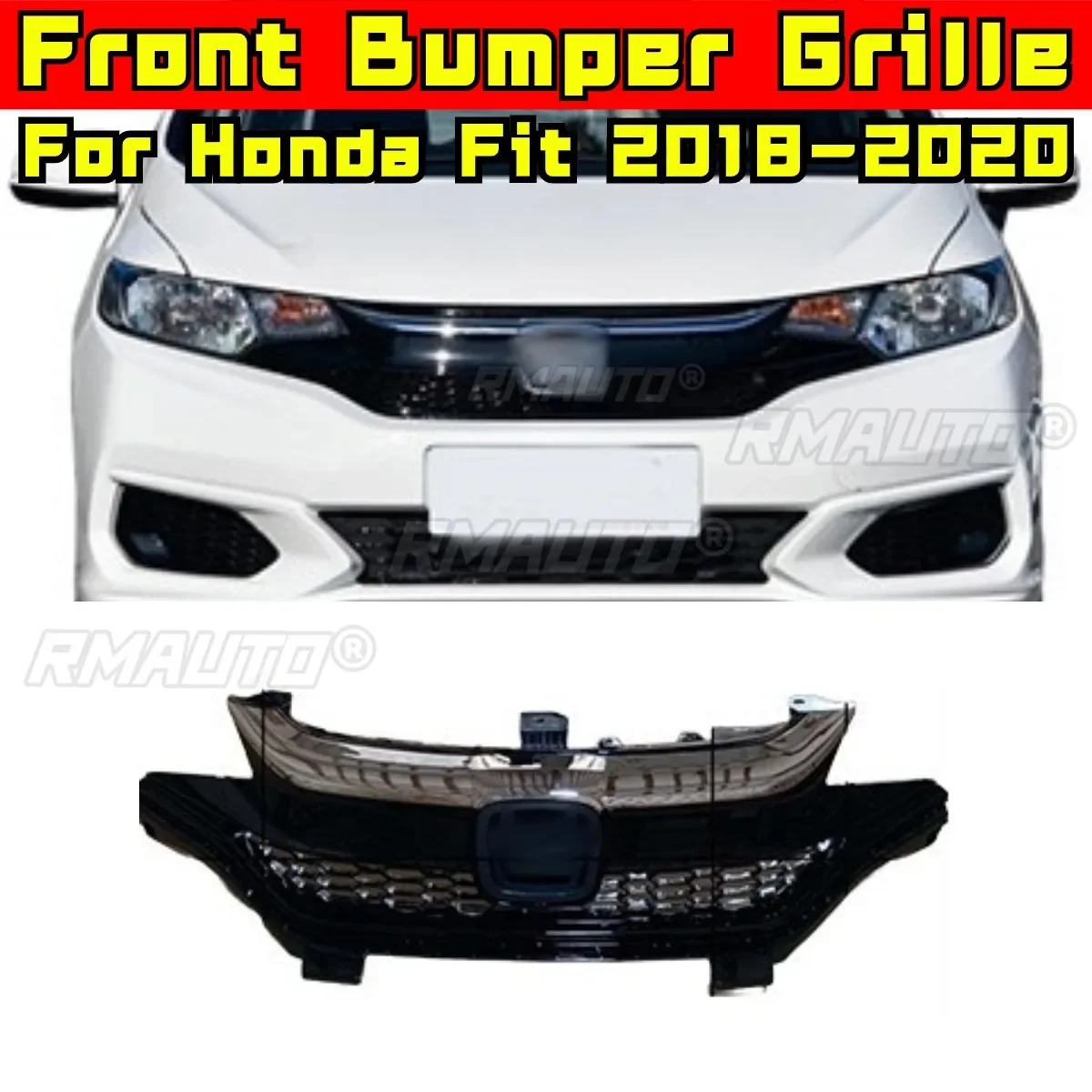 For Honda Fit Bumper Grill Racing Grills Car Front Grille Grillg Car Accessories For Honda Fit 14-18 18-20 Modification Part