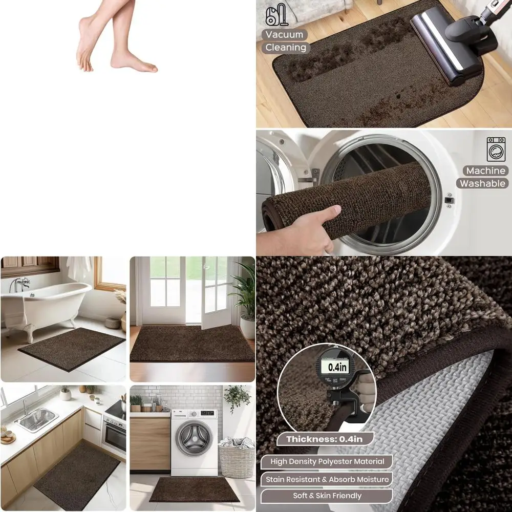 

24 x 70 моющийся прямоугольный нескользящий впитывающий домашний коврик, идеально подходит для прихожей, прачечной, ванной комнаты, спальни