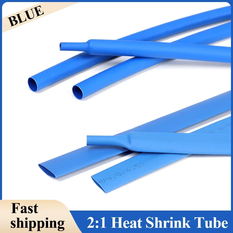 

2:1 Blue Heat Shrink Tube Diameter 1 2 3 4 6 8 10 12 16 ~ 80mm Polyolefin Tubing Sleeving Wrap Wire Repair DIY Cable Protecctor