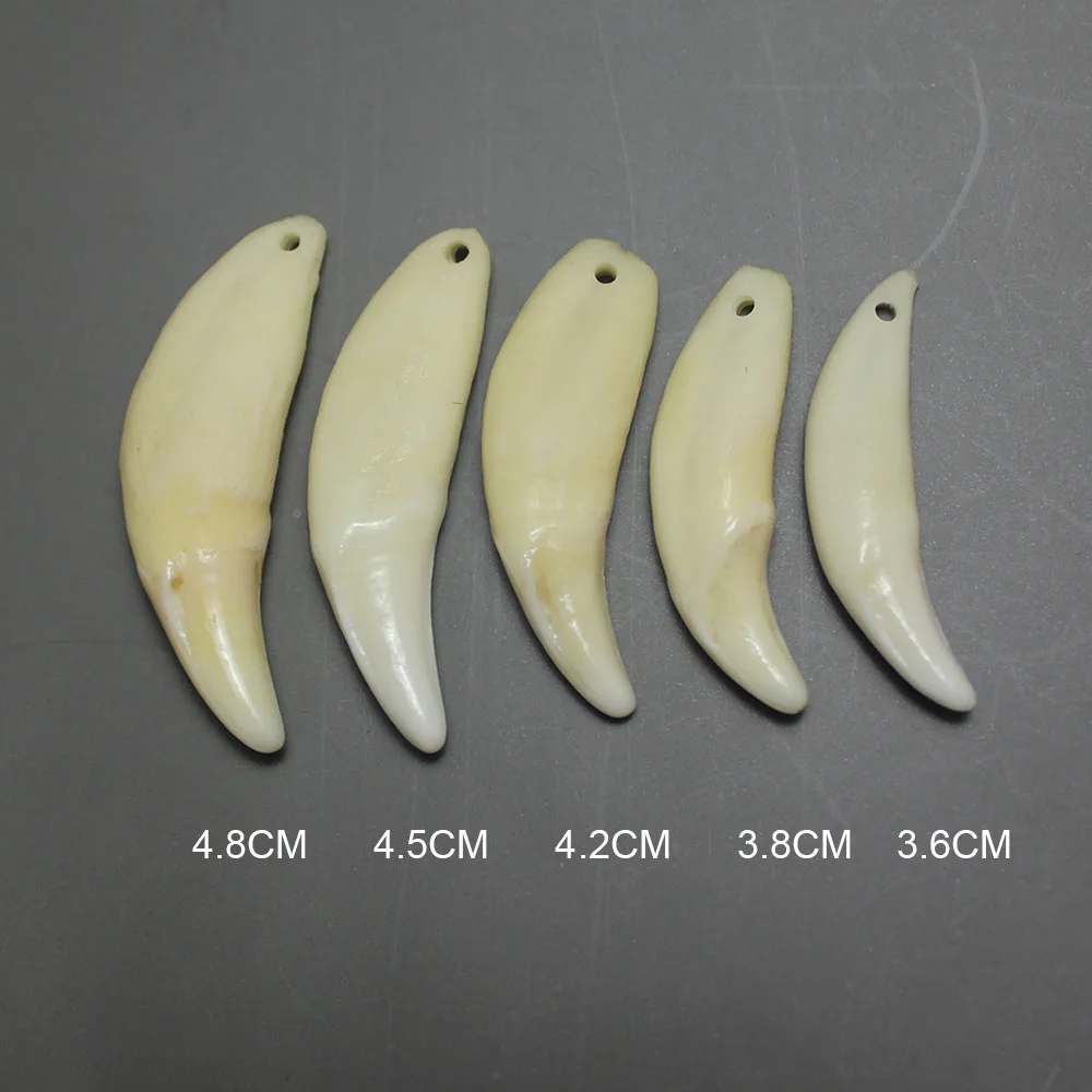 Natural color brown larger teeth Natural Bone Bead Pendant for jewelry making fashion bead accessories DIY bead perforated
