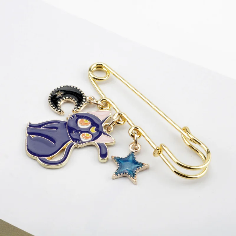  Anime Sailor Moon Cat Enamel Brooch Backpack Lapel Metal Badge Clothing Jewelry Accessories Christmas Gift For Friends