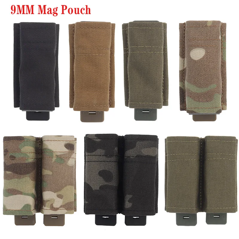 Tactical FAST 9mm Magazine Pouch Single Double Pistol Mag Pouch for Glock M9 SIG P226 Molle Mag Holder with Kydex Insert Clip