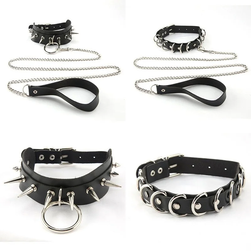 Dark exaggerated collar street shooting traction rope chain training neck sleeve loli bondage necklace necklace