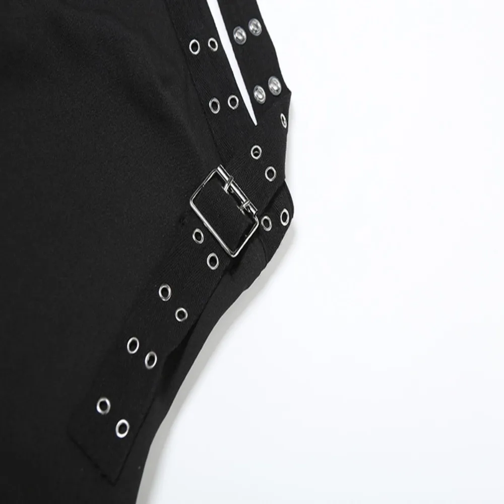 

Long Waistband Backless Slim Suits Slim Fit Korean Style Belt Vests Biased Collar Sweet Rivet Shorts Spicy Girls