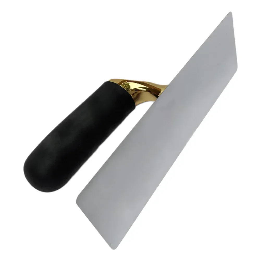 Stainless Steel Finishing Trowel Venetian Plaster Ergonomic Design For Stucco Concrete Golden Aluminum Fork Grip Handle