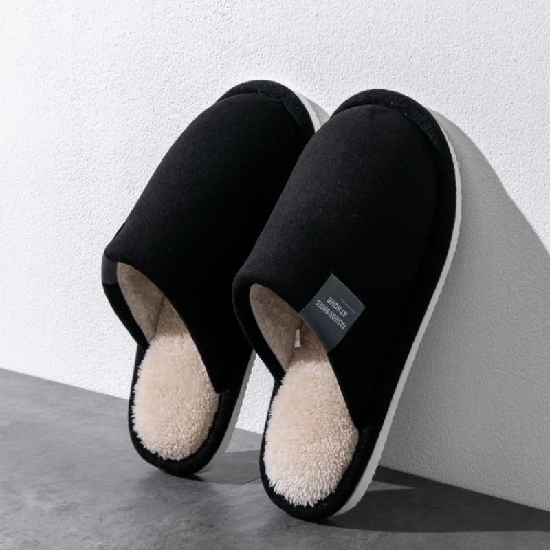 Winter Warme Slippers Mannen Huis Antislip Zachte Schoenen Comfortabele Platte Hak Thuis Indoor Slaapkamer Pluche Slippers Slaapkamer Vrouwelijke schoenen