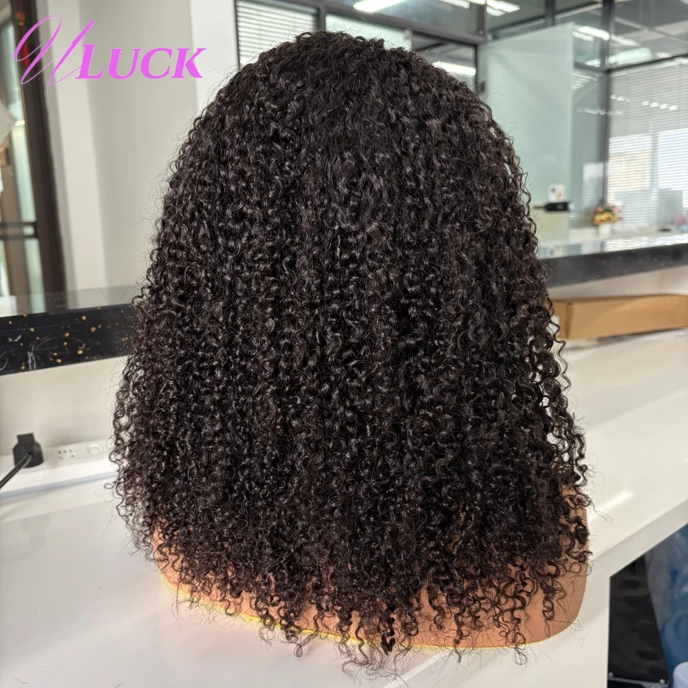 Uluck غلويليس الباروكات قابل للتعديل غير مرئية 3/4 نصف الباروكات البورمية عابث مجعد عالية الكثافة خصلات الشعر المستعار الإنسان مع الرباط سلس