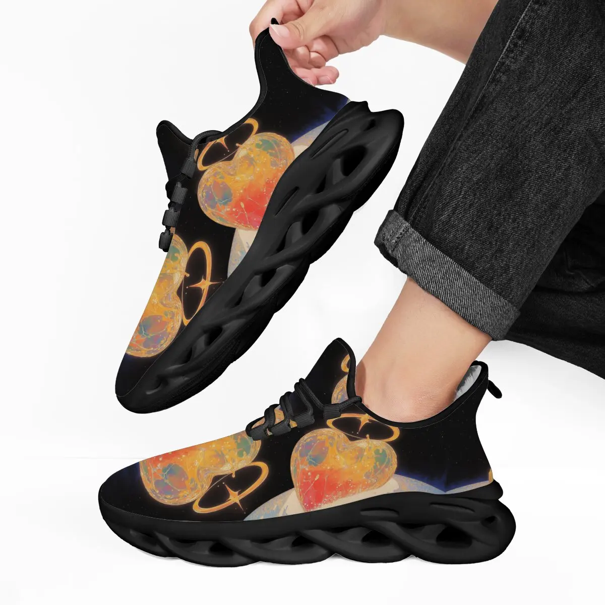 

Men Sneakers Running Shoes Fleece Lined Sports Shoes with Colorful Planets Space Pattern Outdoor Comfortable Athletic for Men