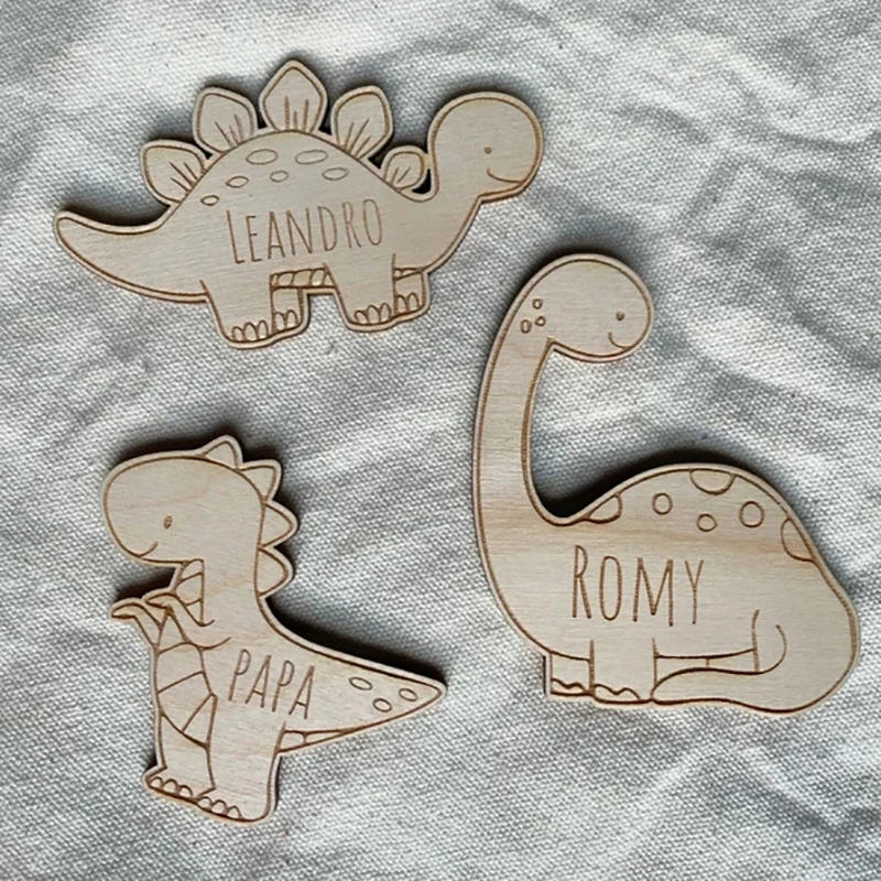 Personalized Save the date Magnets Laser Cartoon Dinosaur Wood Magnet Gifts for Guests, Baptism decoration, Party Favors Gifts