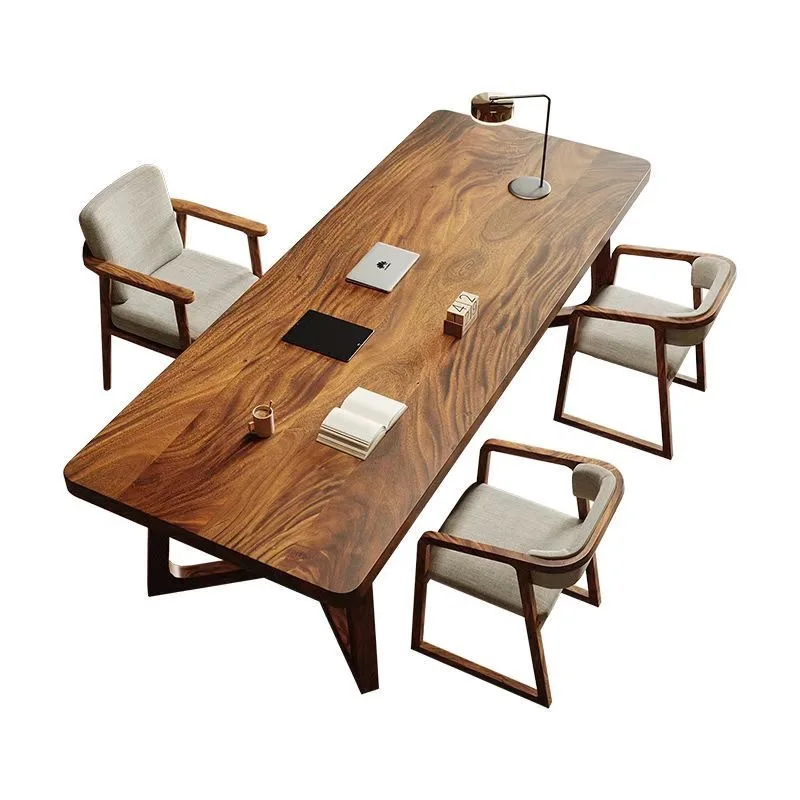 South American walnut solid wood living room tea table and chairs log coffee table tea strip table home workbench