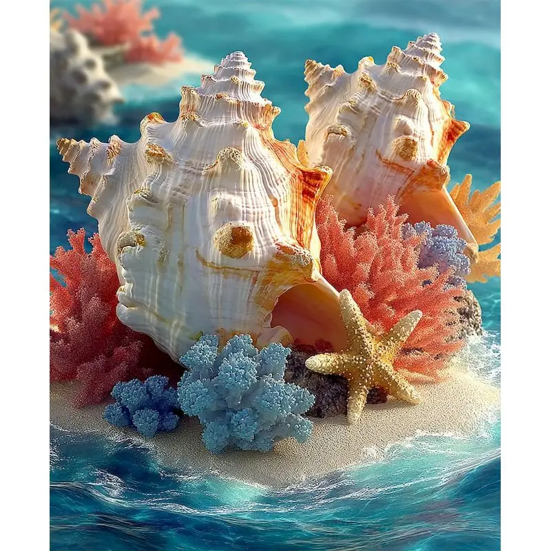 

GATYZTORY Paint By Number Seaside Shell Wall Art DIY Frame Picture By Numbers For Adults Acrylic Canvas Home Decor 50x65cm