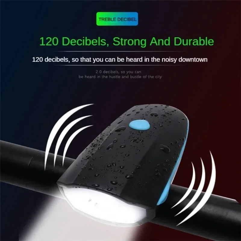 Bicycle Front Headlight with Electric Loud Horn Rechargeable Waterproof 3 Modes Super Bright Cycling Flashlight LED Bike Light