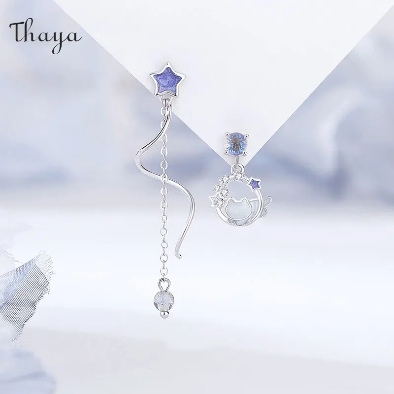 Thaya Elegante Luxe Vrouwen Oorbellen S925 Zilveren Dames Sieraden Crystal Dangle Earring voor Vrouwen Verjaardagsfeestje Vrouwelijke Sieraden