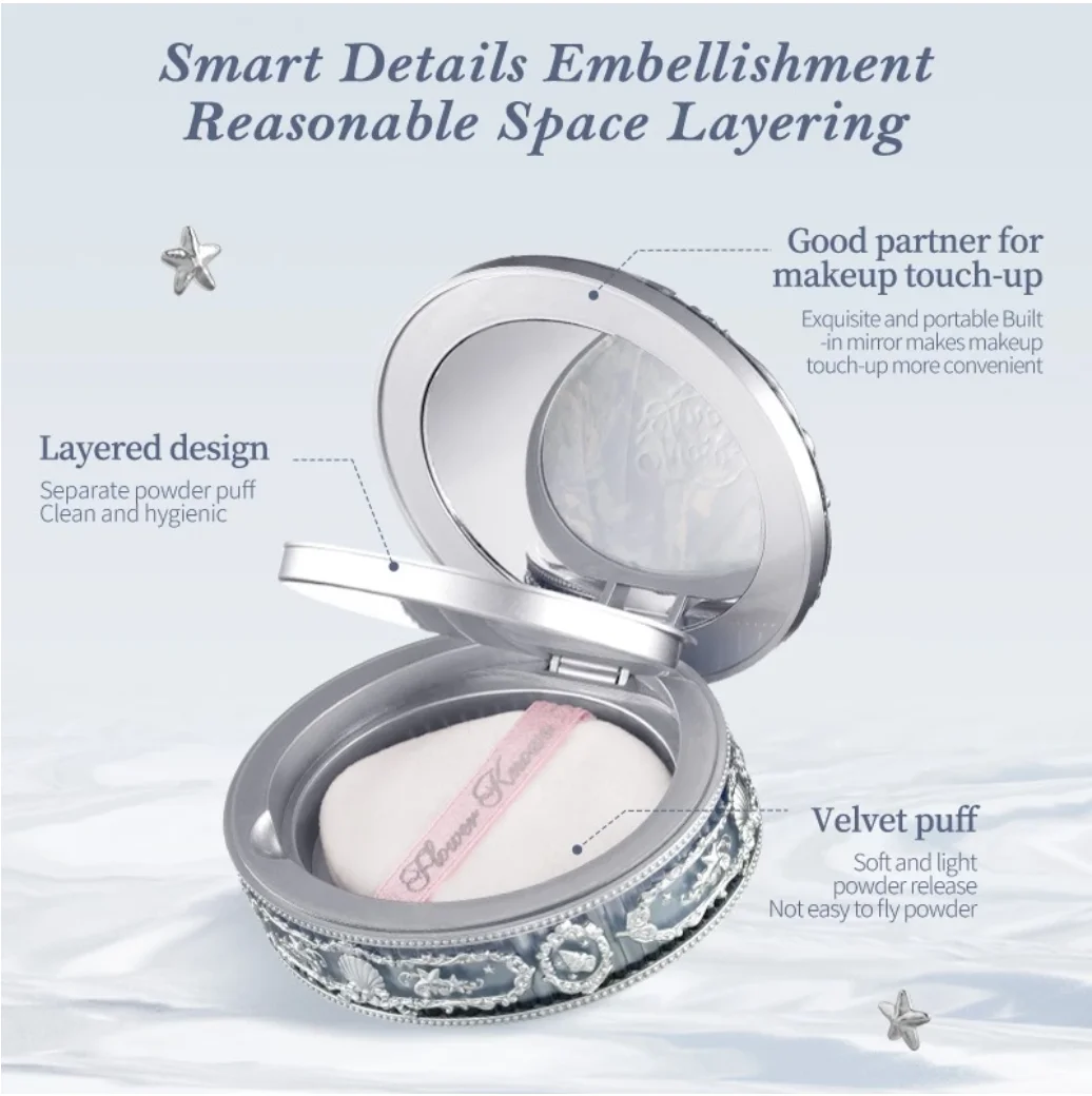 Flower Knows Baked Setting Powder 9g Shell's Jewel Collection Soft yarn mixed color Matte Soft Focus Oil Control Makeup Cosmetic
