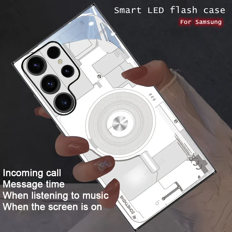 

Logo LED Light Up Luminous Phone Cover For Samsung S25 S24 S23 S22 Ultra S21 S24 FE A15 A34 A35 A55 A16 5G Flash Glow Case Funda