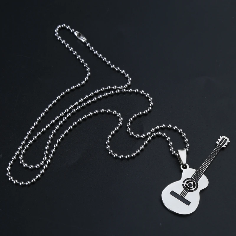 Guitar Musical Necklace Pendant Stainless Steel Jewellery Black/Gold/Silver D5QB image 3