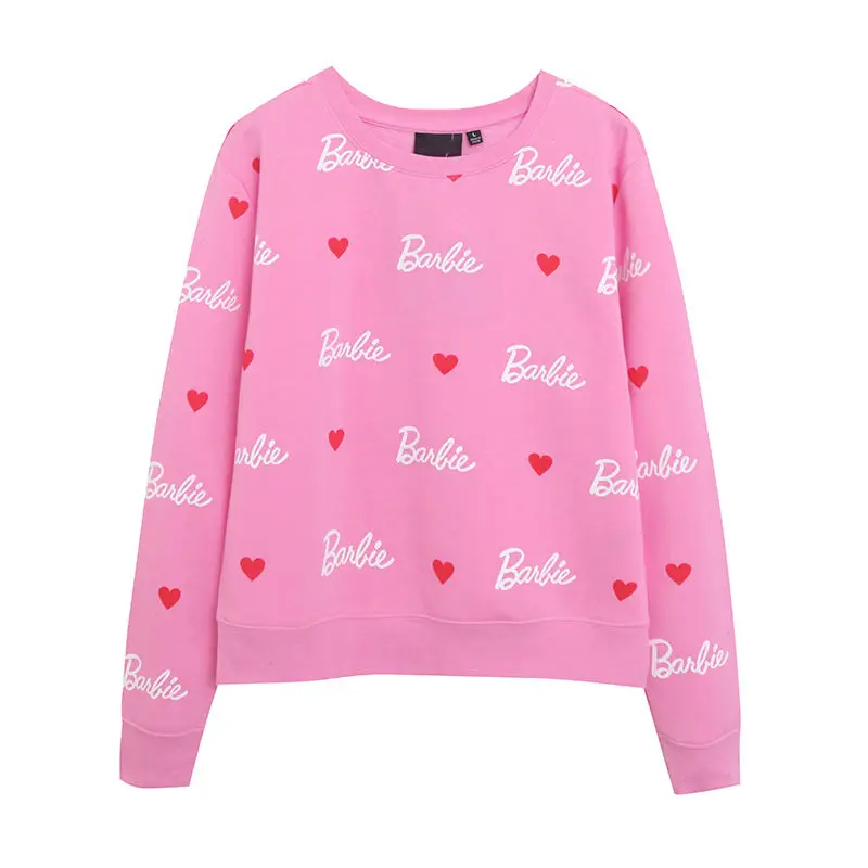 

Barbie Pink Hoodies Casual Autumn Spring Y2K Cartoon Hot Girls Sweatshirts Streetwear Comfortable Pullover Women Clothing Gifts