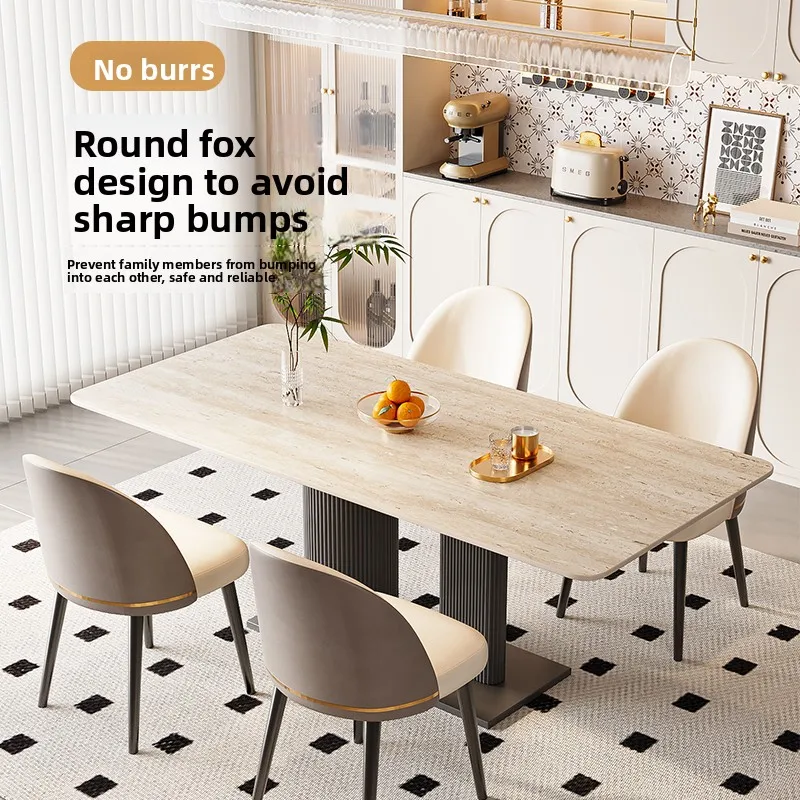 LMM Home Modern Simple Light Luxury Internet-Famous Vintage Style Rectangular Dining Table and Chair Combination