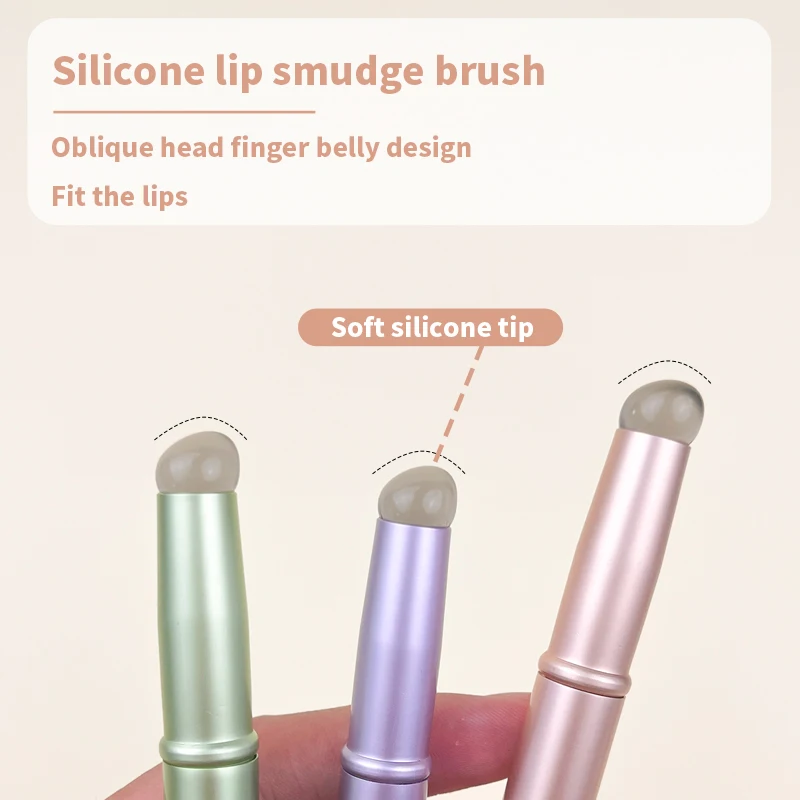 Pennello per labbra a doppia testa 1 pezzo, guscio in lega di alluminio, copertura antipolvere, pennello per trucco, pennello per labbra gelatinoso, strumento per trucco, trucco viso bru