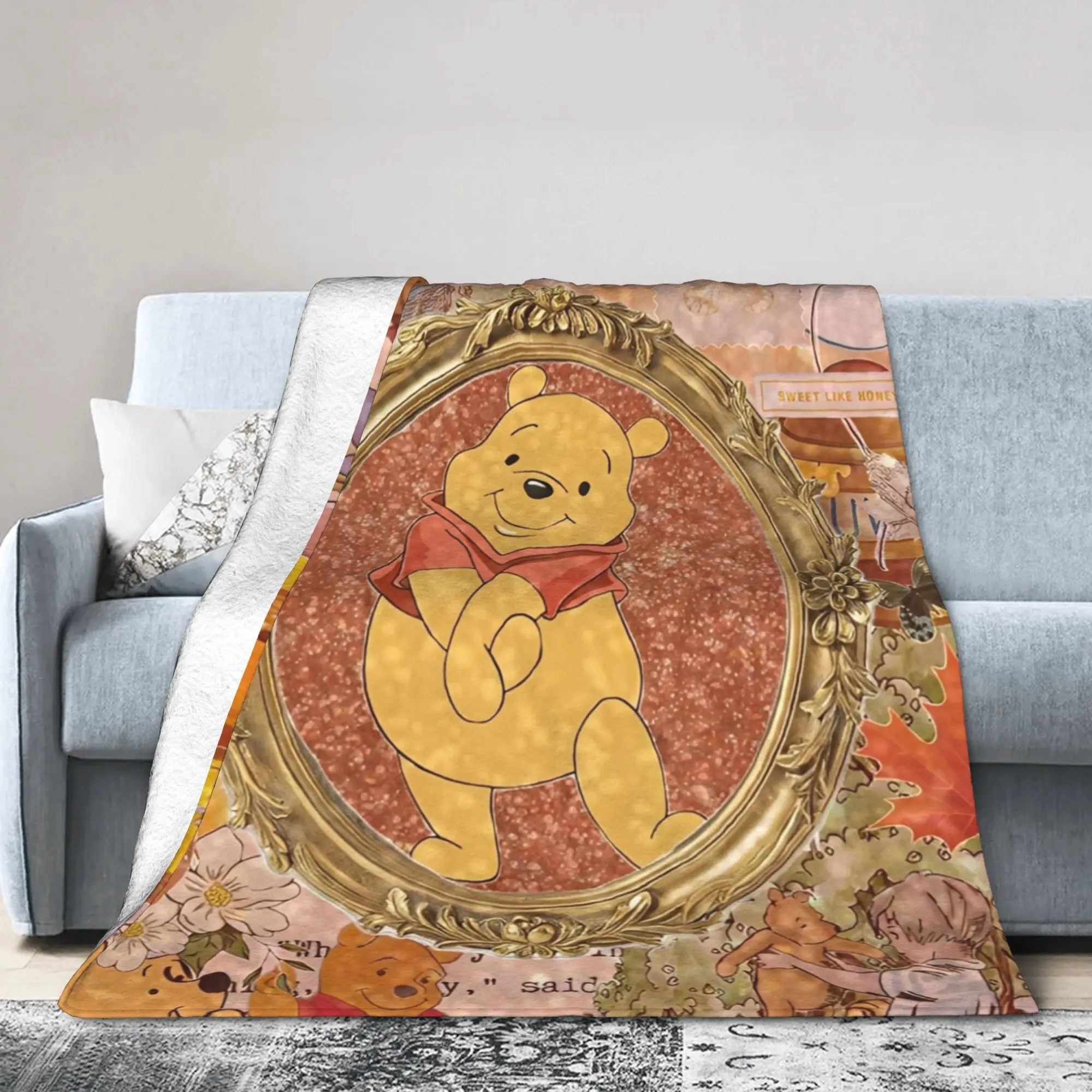 

Y2K Winnie the Pooh Cartoon Blankets Soft Flannel Comfortable Throw Blanket Machine Washable