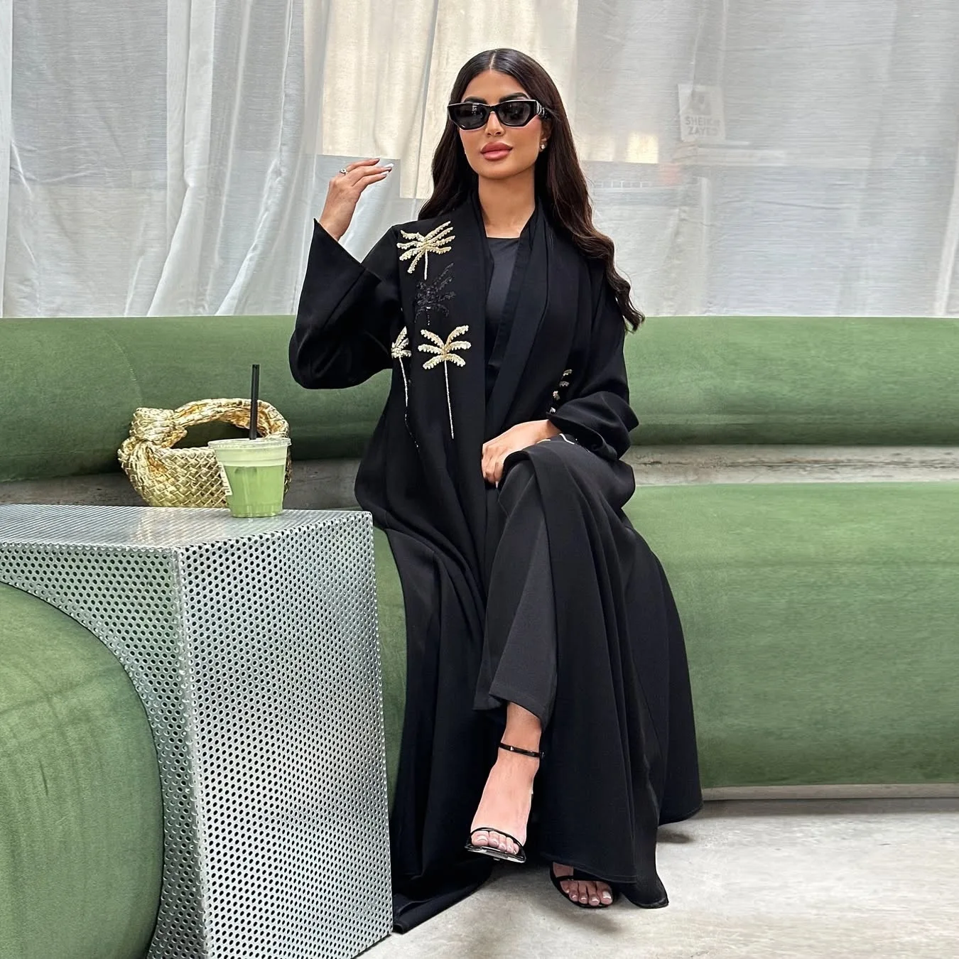

Sequin Open Abaya Women Muslim Dress Jilbab Kebaya Islam Clothes Kaftan Robe Black Hijab Dresses 2026 Eid Mubarak Ramadan Abayas