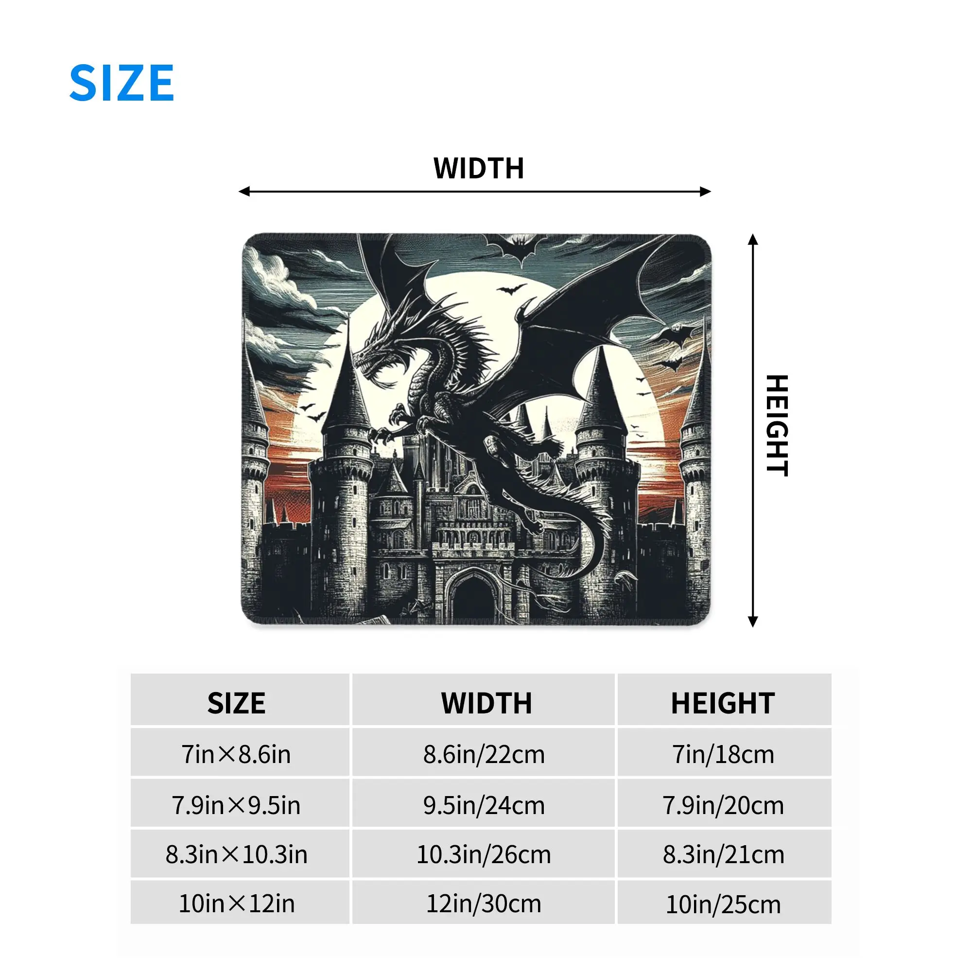 Fantasy Mythical Dragon And Castle Mouse Pad Computer Keyboard Mouse Mat Gaming PC Laptop Desk Mat Office Accessories Table Mats