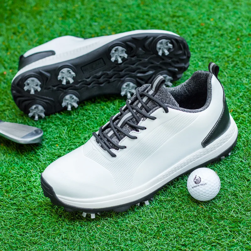 Spike Waterdichte Golf Sneakers Voor Mannen Vrouwen Veters Anti-Slip Sportschoenen Voor Alle Weersomstandigheden Wandelschoenen