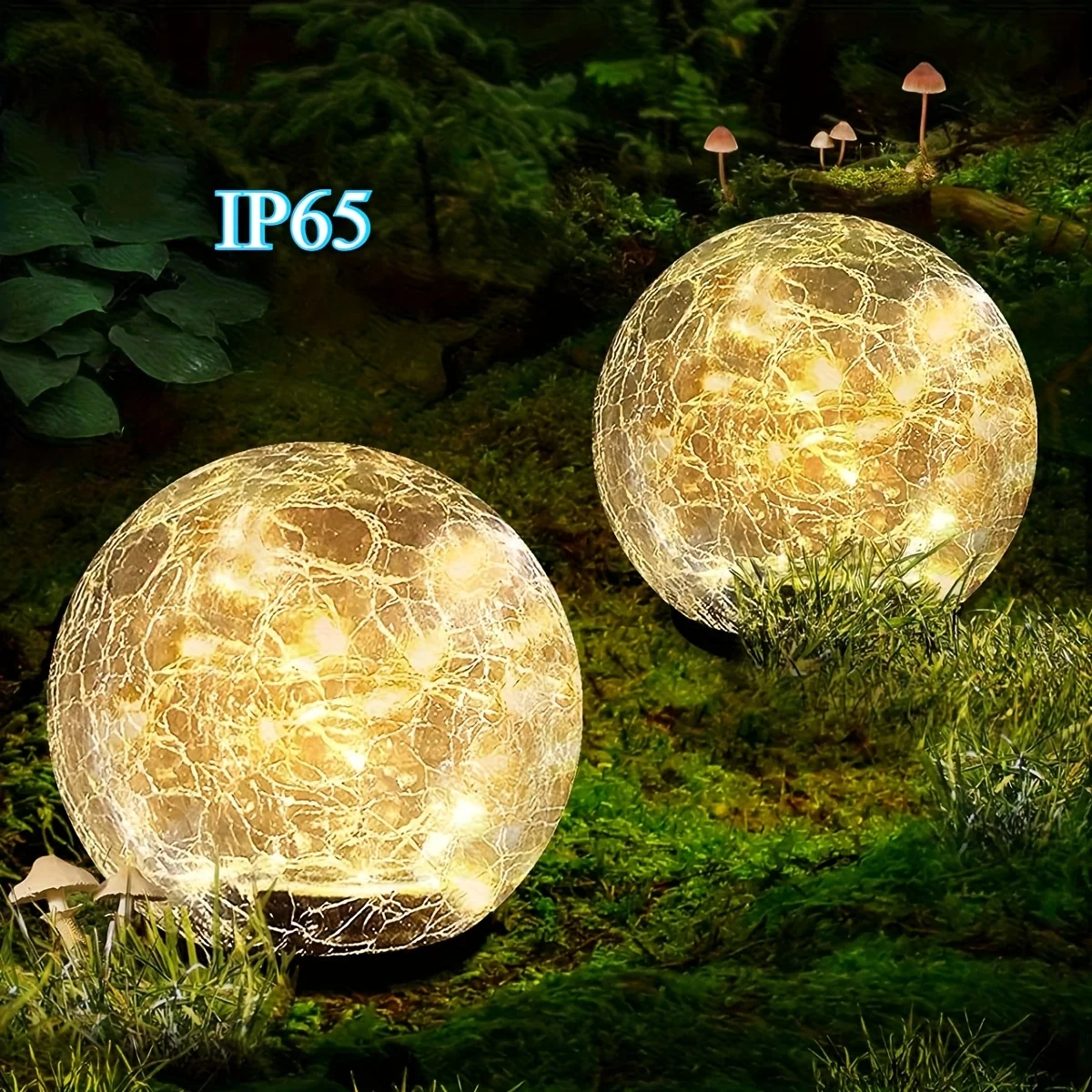

2pcs Solar Garden LED Glass Ball Lights Broken Glass Decorative Lights Christmas Festival Event Decoration