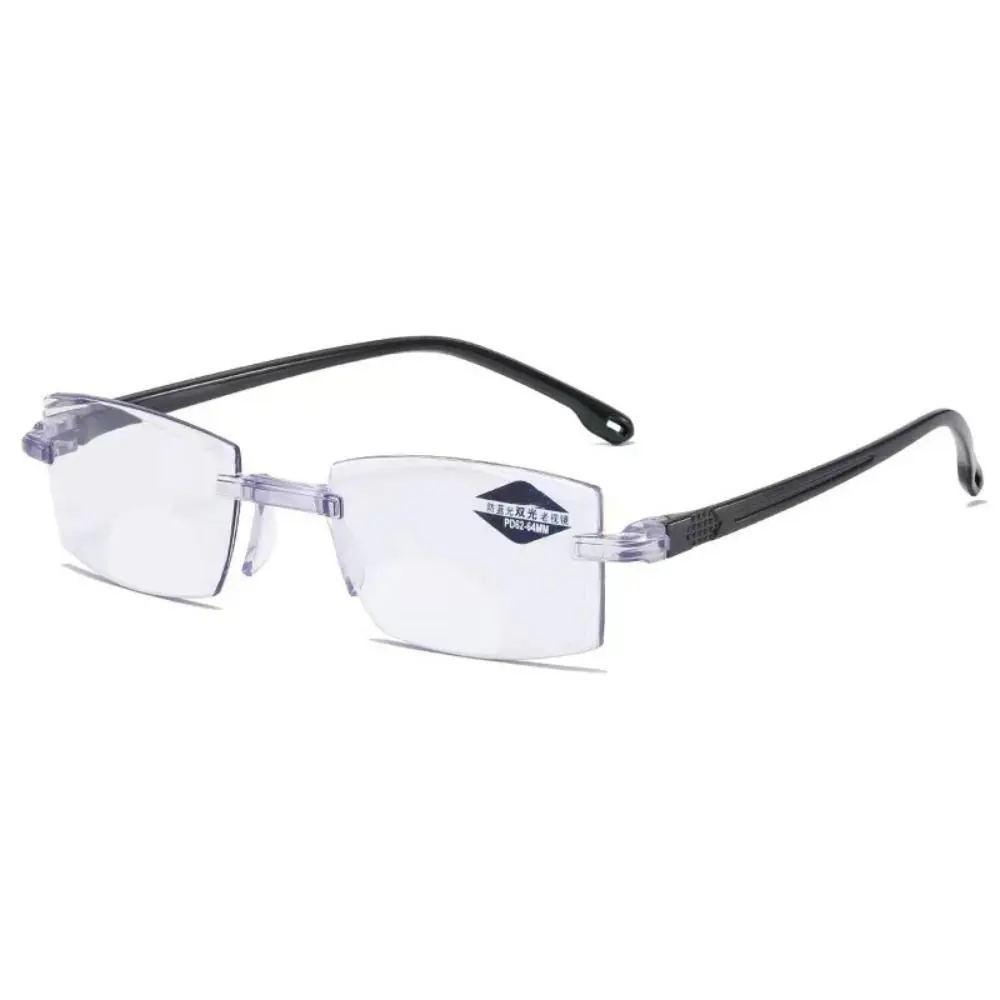 

4 Pairs PC Reading Glasses Strength: 1.0~4.0x Black+Blue Blue Light Blocking Glasses Rectangle Multifocal