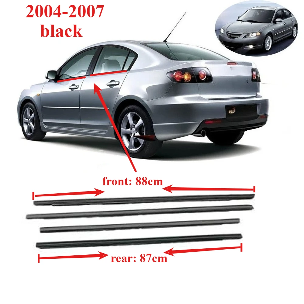 

4 Pcs Outside Windows Glass Rubber for Mazda 3 2004-2007 Sedan Protector Weatherstrip Seal for Mazda3 Seal BS1A-50-660