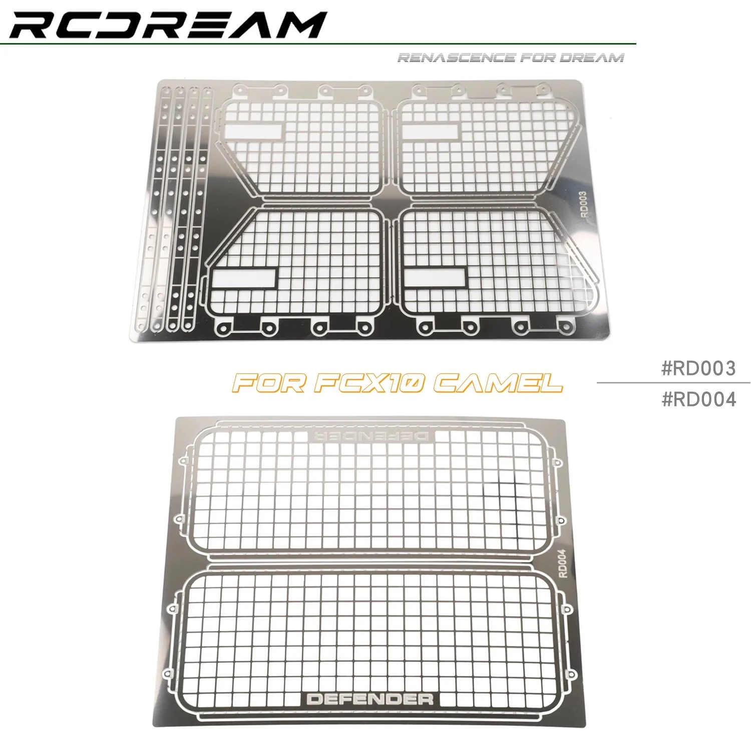 RCDream FCX10 Camel Cup Defender Janela dobrável malha dobrável malha protetora janela lateral malha defensor