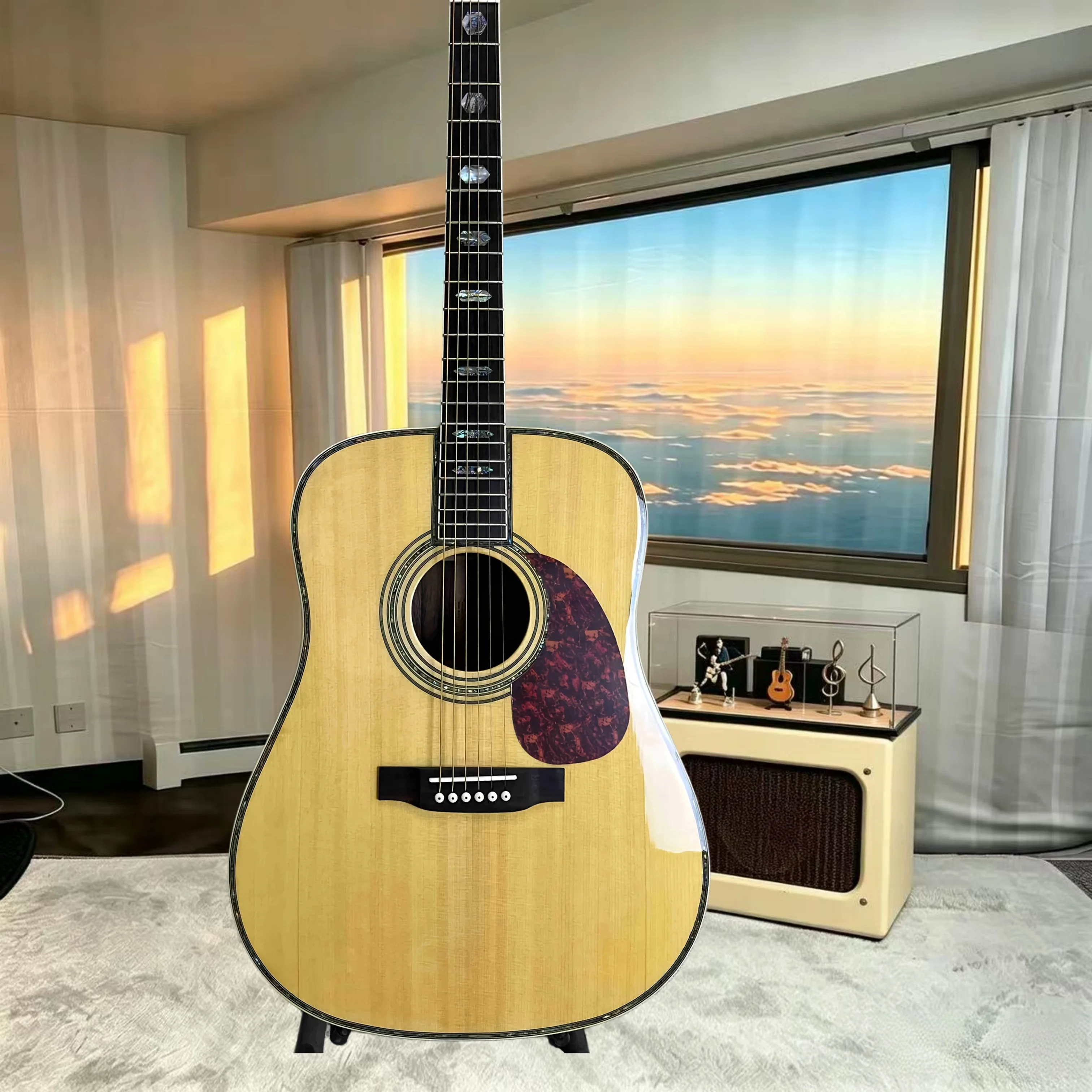 D45 Natural Dreadnought Acoustic Guitar Spruce & Mahogany Body Exquisite Binding Stage‑Performance Recording Instrument Beginner