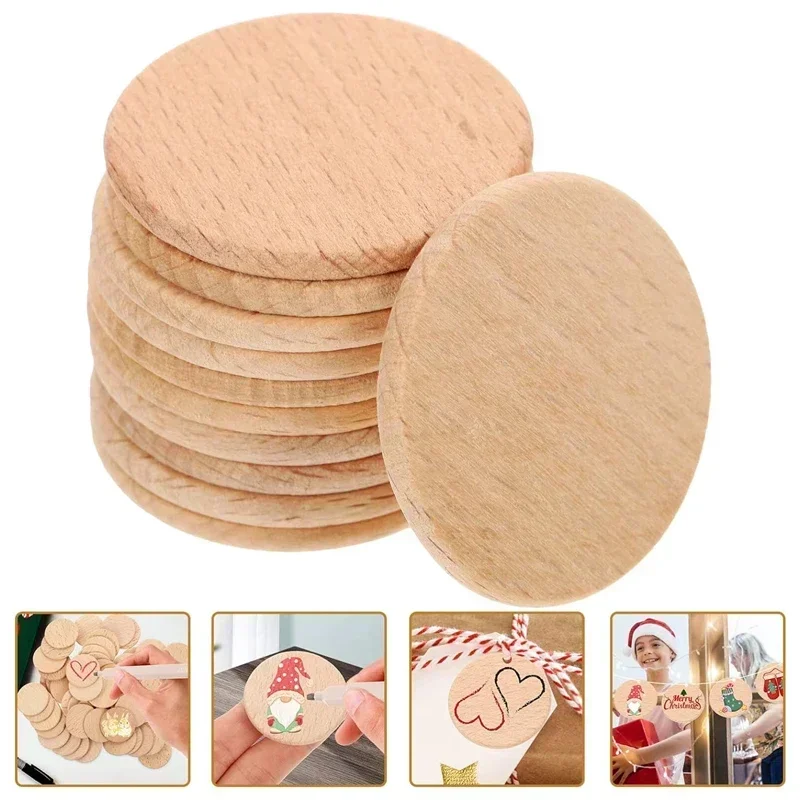 25-70mm Natural Beech Wood Round Coins, Blank Wooden Discs for DIY Craft, Art Project, Painting, and Staining Carving Letter view 5