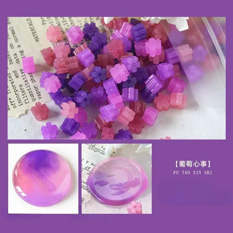 60 stks Semi Transparante Jade Kleur Lakzegel Stempel Deeltjes Sakura Vorm Wax Materiaal DIY Handboek Wenskaart Afdichting Tool
