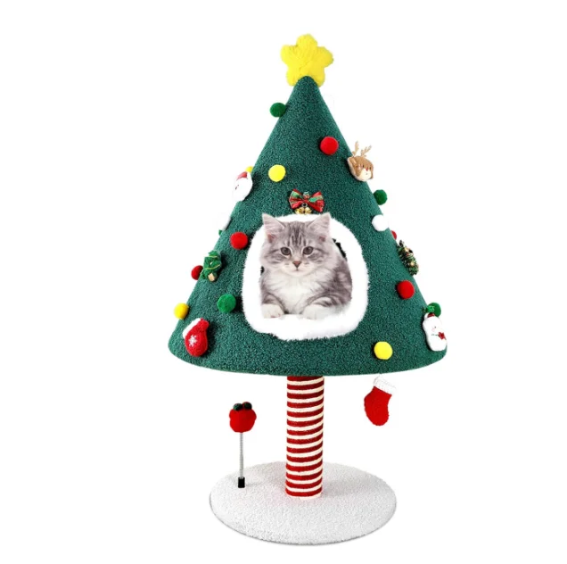 

Christmas Cat Tree Towel House With Sisal Scratching Post And Hanging Ball For Indoor Cat Furniture Cat Activity Center Play