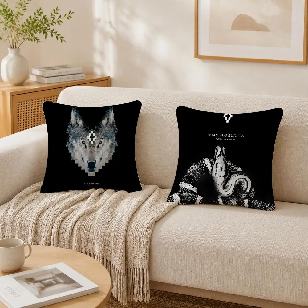 Luxury Logo M-MARCELOs B-BURLONs Cushion Cover Plush Decorative Pillow Case With Hidden Zipper Cutecore Room Decor For Home