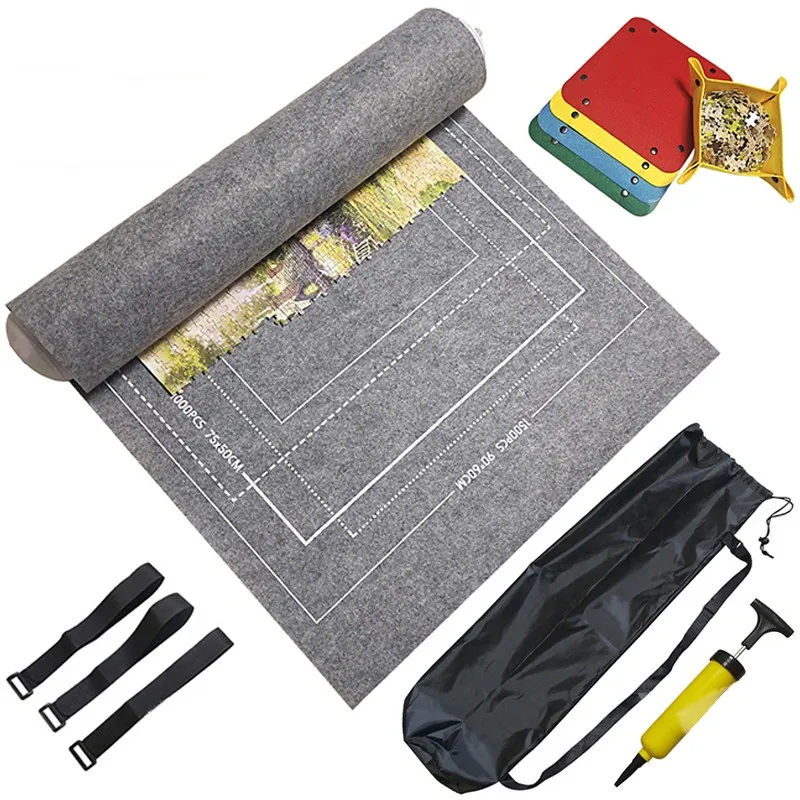 1500pcs Puzzle Playing Blanket with Portable Travel Storage bag Felt Puzzle Mat Set Children Adult Puzzle Toys Accessories