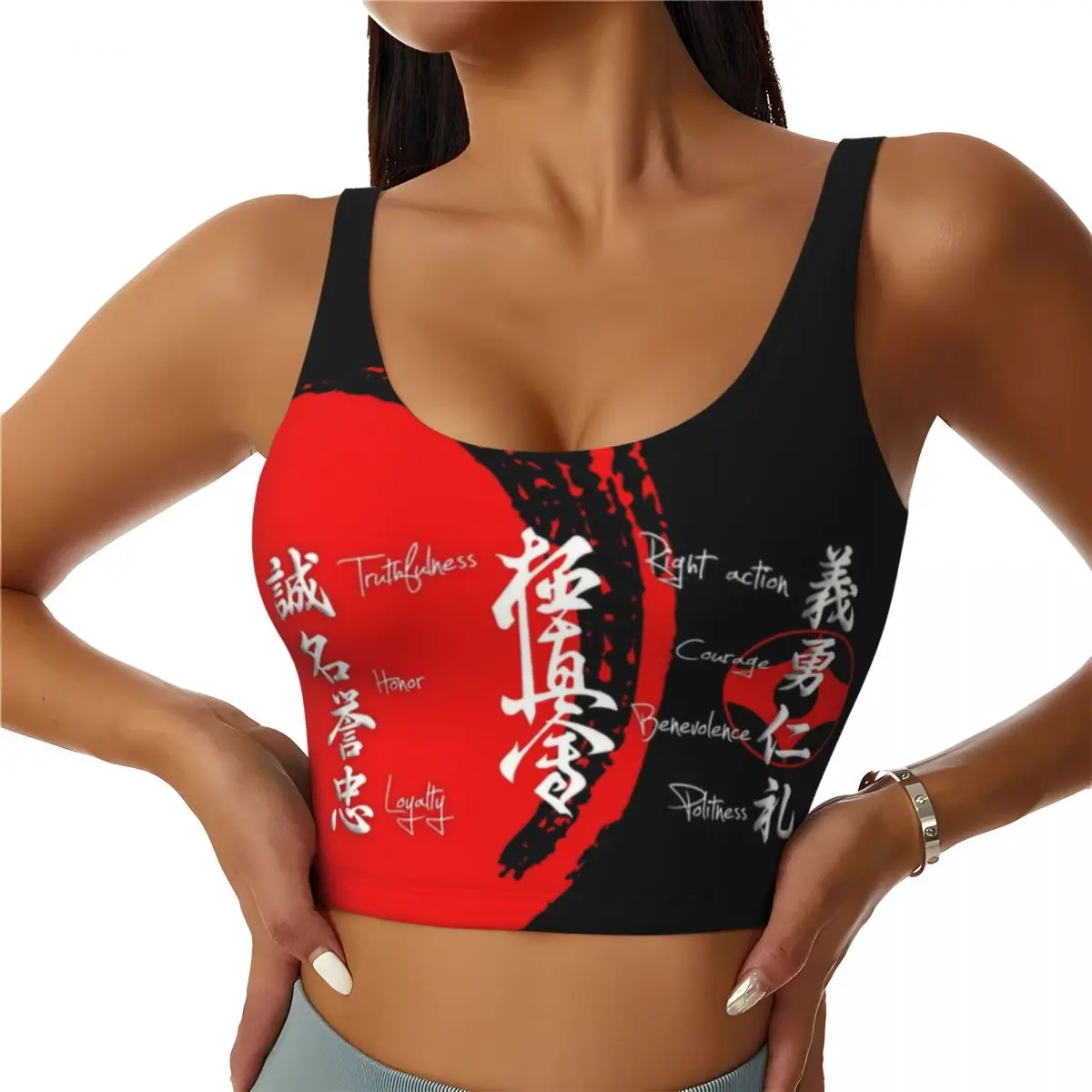 Custom Kyokushin Karate Bushido Values Workout Crop Tank Tops for Women Martial Arts Running Sports Bras