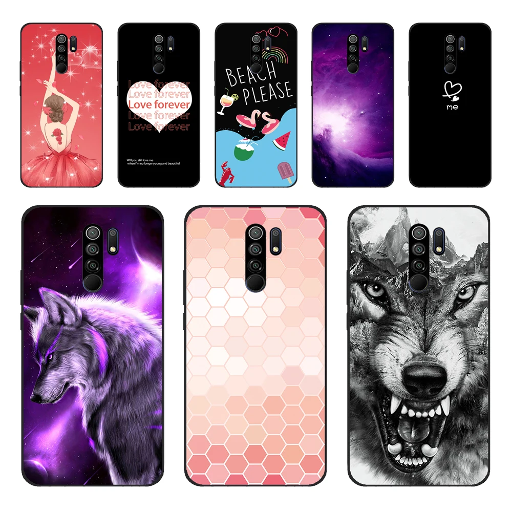 Cover For Xiaomi Redmi 9 Case Cat Flower Animal Cover Silicone Case For Redmi 9 redmi9 Cover Bumper Shockproof Phone Case Coque