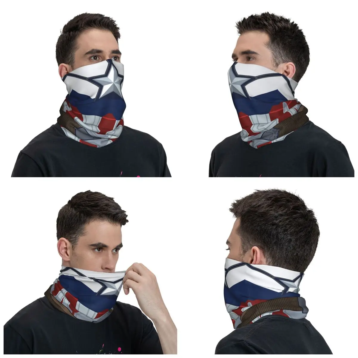 Custom Captain America Bandana Neck Gaiter for Hiking Running Men Women Wrap Scarf Headband Warmer