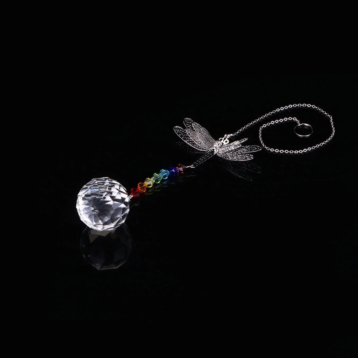 1PC Dragonfly Design Pendant Crystal Hanging Decoration DIY Room Pendant Handmade Gift Supply for Women Girls (Ball)