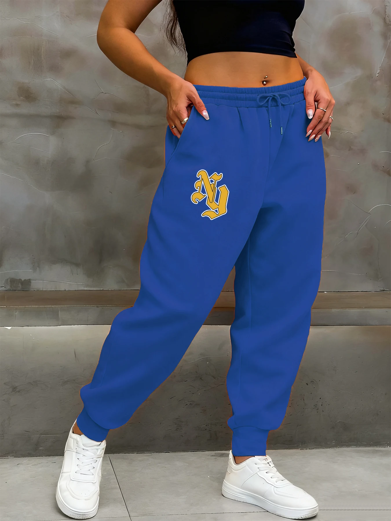 Letter Ny Simple Patterns Women'S Pants Comfortable Fleece Trousers Trendy Street Sweatpants Soft Casual Woman Jogging Pant