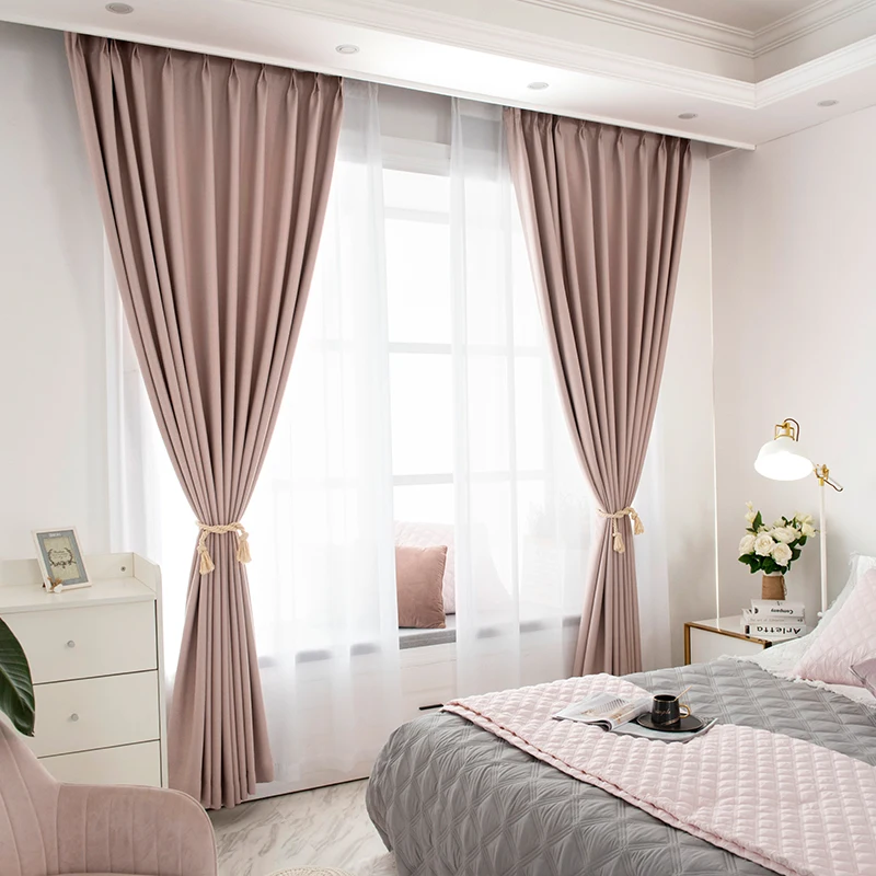

Curtains for Living Dining Room Bedroomblock Luxury Curtains for Bedroom Simple Double-sidedhigh Shade Insulation White Tulle
