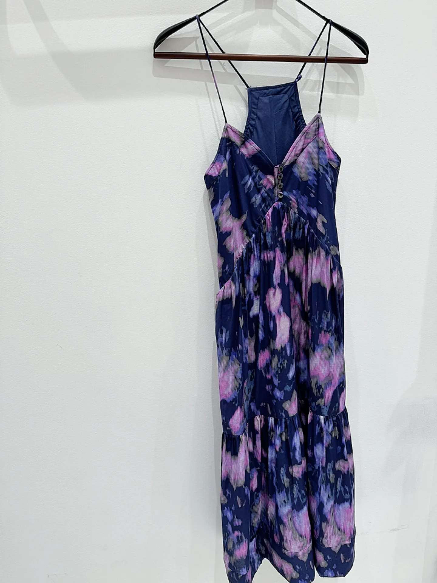 2025 spring/summer new women's fashion sleeveless violet print V-neck suspender dress 0108