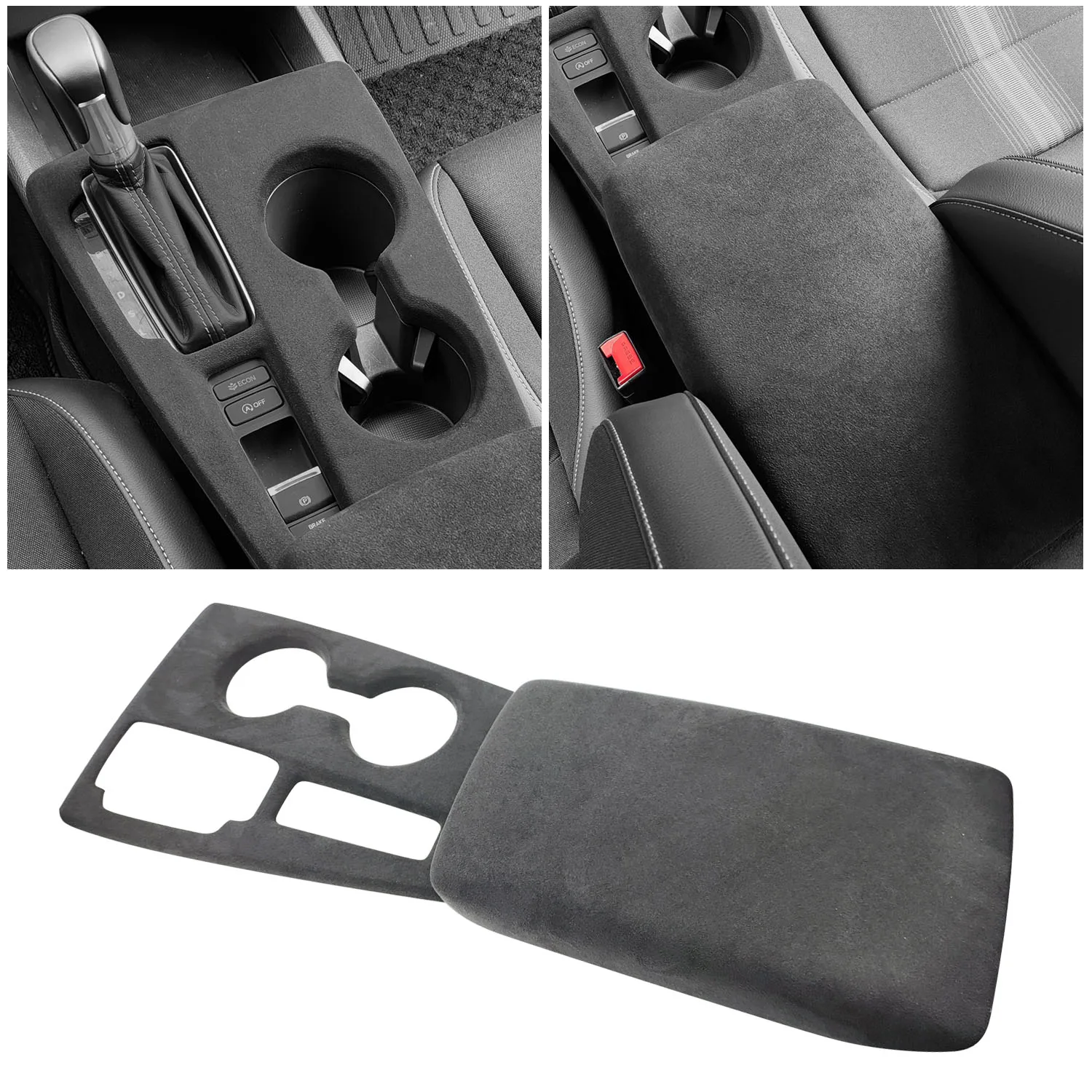 Italian Suede Leather Car Armrest Box Cover Mat Fit For Honda Civic 2022 2023+ Sedan Hatchback LX Gear Panel Gears Shift Knob