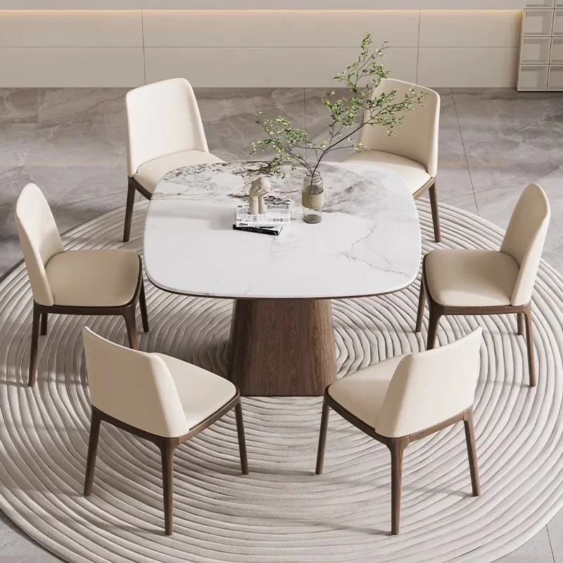 Modern 70 80 90 100 110 120 Cm Rock Slab Solid Wood Square Dining Table Tables with 4 Chairs Set Home Dining Room Furniture