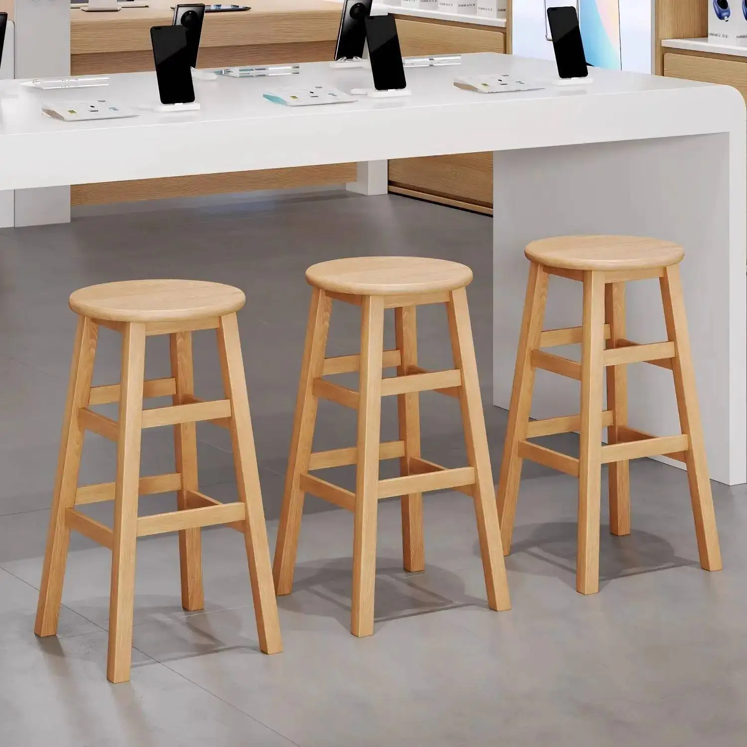

Кафе Простой барный стул для отдыха Барные табуреты из цельного дерева Табурет Барный высокий табурет Домашний островный стул Стойка регистрации Кассир Рабочие стулья