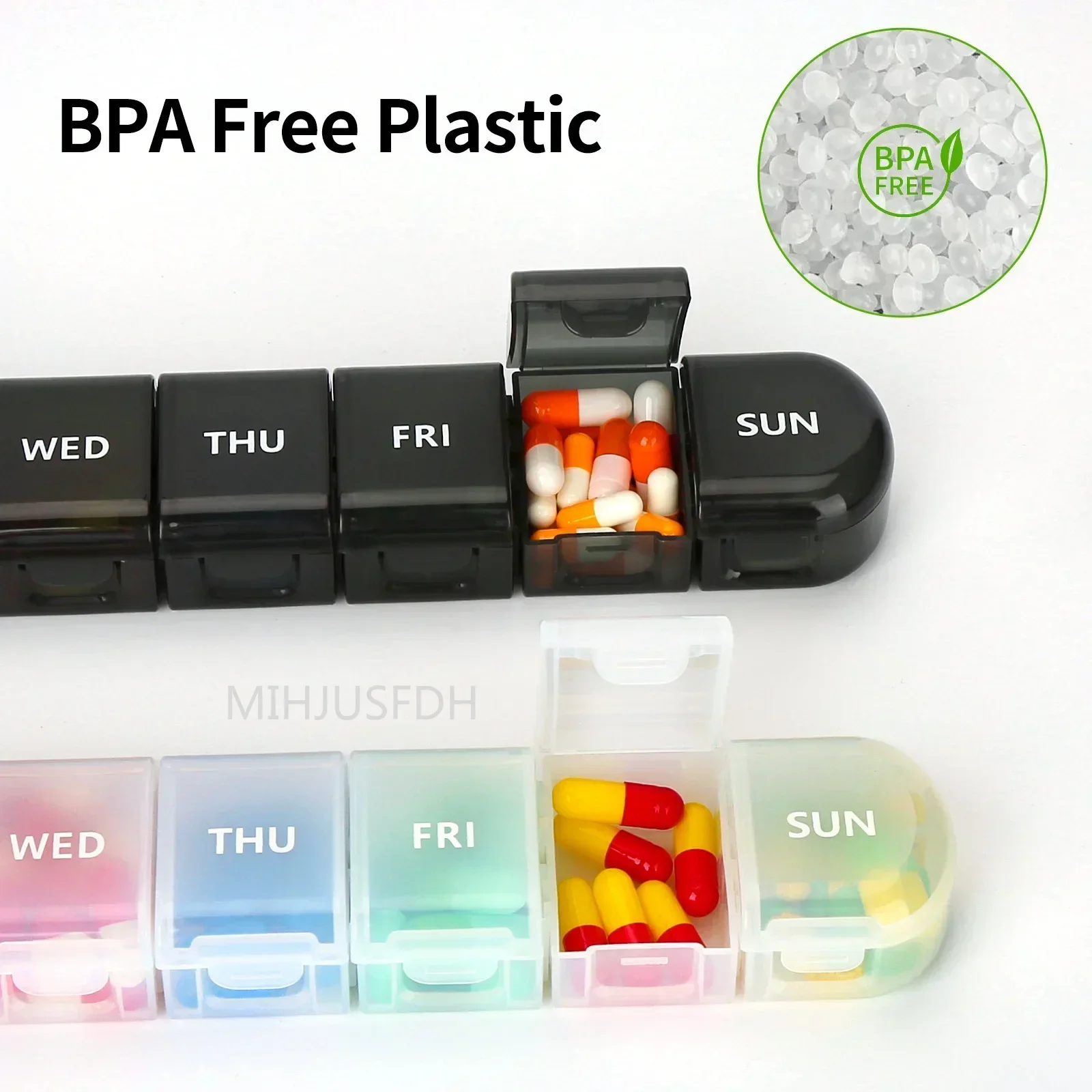 7 Days Weekly Pillbox Tablet Holder Medicine Storage Case Drug Container Pill Organizer Weekly Capsule Pill Box Organizer